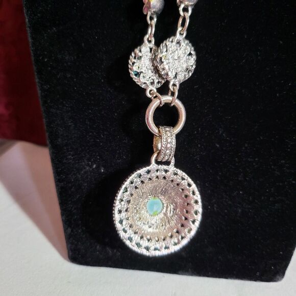 Fashion Jewelry Set Turquoise and Rhinstones Necklace & Earrings - Picture 5 of 5